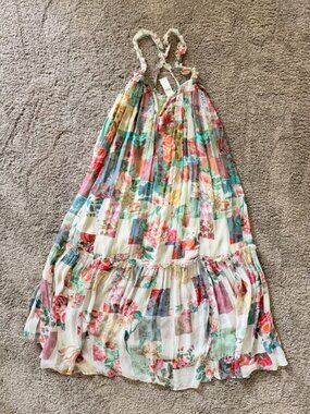 NEW Anthropologie Chiffon Shift Midi Dress Floral Sleeveless Beach Size XXSmall